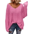 thumbnail image 1 of Long Sleeved Fall Winter Women V-neck Loose Sweater Oversize Knit Pullover, 1 of 3
