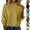 thumbnail image 1 of Women's V Neck Long Sleeve Pullover Sweater Tops Blouses Solid Color Cozy Knitted Loose Fit Casual Daily Wear Work Office Vacation Fashion Essential Gift for Women | CSEONE,Blue L, 1 of 9