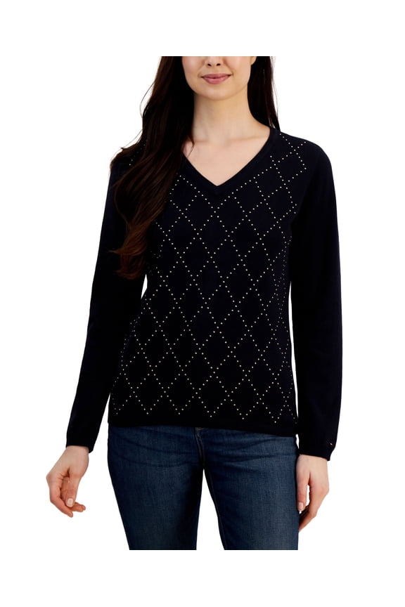 Women's V-Neck Long Sleeve Sweater Sky Captain XS