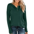 thumbnail image 1 of Yijfswar Women's V Neck Long Sleeve Tops Casual Summer Loose T Shirts Button Tunic Blouse, 1 of 4