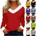 thumbnail image 1 of Women's V Neck Long Sleeve Tops Shirts Blouses Crewneck Loose Fit Solid Color Soft Casual Daily Wear Business Office Vacation Fashion Essential Gift for Women | Sopatenor,Purple XL, 1 of 8