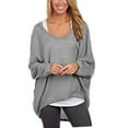 thumbnail image 1 of Women's V Neck Long Sleeve Waffle Knit Top Off Shoulder Oversized Pullover Sweater, 1 of 2