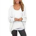 thumbnail image 1 of Women's V Neck Long Sleeve Waffle Knit Top Off Shoulder Oversized Pullover Sweater, 1 of 2