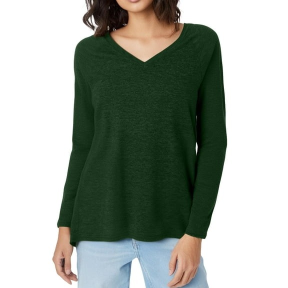 Women's V Neck Loose Fit Long Sleeve T Shirt Soft Comfortable Casual Blouse Plus Size Tops for Everyday Wear Summer Women Shirts Casual Tunic Tops Tees