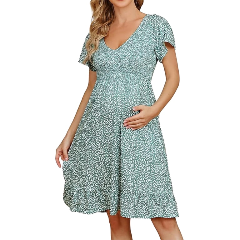 knee length dresses for ladies Tiered Mini Black Maternity Dress