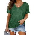 thumbnail image 1 of Women's V Neck Oversized T-Shirts Summer Short Sleeve Shirts Loose Casual Tops Tee, 1 of 6