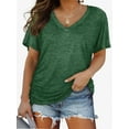 thumbnail image 1 of Women's V Neck Oversized T-Shirts Summer Short Sleeve Shirts Loose Casual Tops Tee, 1 of 6