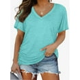 thumbnail image 1 of Women's V Neck Oversized T-Shirts Summer Short Sleeve Shirts Loose Casual Tops Tee, 1 of 5