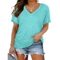 thumbnail image 1 of Women's V Neck Oversized T-Shirts Summer Short Sleeve Shirts Loose Casual Tops Tee, 1 of 5