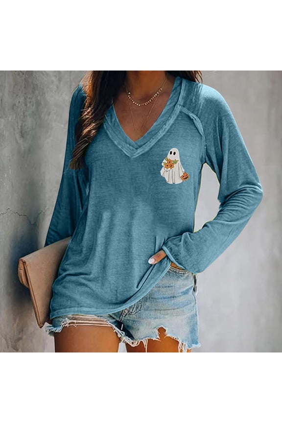 Women's V Neck Print Long Sleeve Shirt Top T Shirt T Shirts Women Set Short Sleeve Athletic Top Large Woman Shirt Womens Compression Cold Gear Women's Layering Tees Womens Long Tee Shirt Synthetic