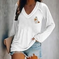 thumbnail image 1 of Women's V Neck Print Long Sleeve Shirt Top T Shirt T Shirts Women Set Short Sleeve Athletic Top Large Woman Shirt Womens Compression Cold Gear Women's Layering Tees Womens Long Tee Shirt Synthetic, 1 of 3