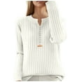 thumbnail image 1 of Women's V Neck Pullover Sweater Soft Loose Knitwear Long Sleeve Winter Tops Comfortable Casual Solid Warm, 1 of 2