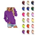 thumbnail image 1 of Women's V Neck Pullover Sweatshirt, Soft Long Sleeve, Oversized Comfy with Pockets, Loose Fit Fall Winter Tops, 1 of 5