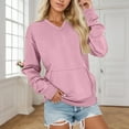thumbnail image 1 of Women's V Neck Pullover Sweatshirt Soft Long Sleeve Casual Tops For Daily Wear And Sports Comfortable Loose Fit Winter Clothing With Pockets Women Pullover Sweatshirts Zip Back Sweatshirt Women's, 1 of 4