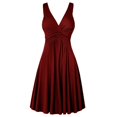 thumbnail image 1 of Women's V Neck Retro Sling Pleated Slim Flare Skirt Dresse, 1 of 2
