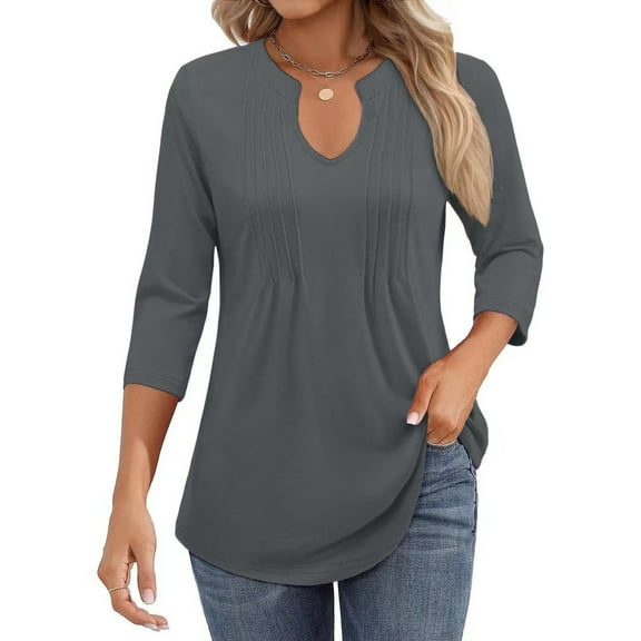 Women's V Neck Ruffle Detail T Shirt Casual Sleeve Top For Summer Outdoor Home Wear With Jeans Or Pants Burnout Tee Shirts Long Sleeve Shirts Women T Shirts Casual Women's T Shirt Medium Womens Summer
