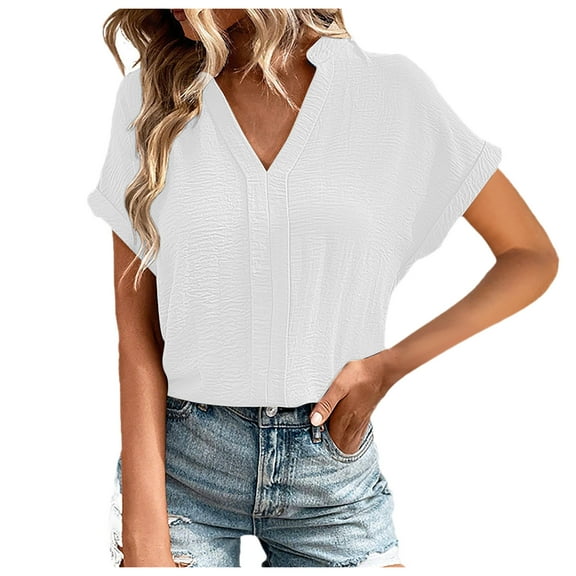 Women's V Neck Ruffle Sleeve Blouse Business Casual Tops Fashion Comfortable Soft Stretch Wear Stylish Elegant Tee