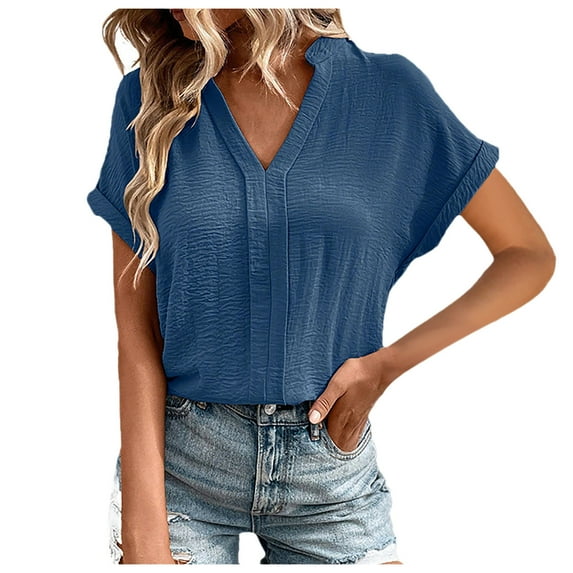 Women's V Neck Ruffle Sleeve Blouse Business Casual Tops Fashion Comfortable Soft Stretch Wear Stylish Elegant Tee