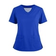 thumbnail image 1 of Women's V-Neck Scrub Top with Side Buttons - Short Sleeve Side Slit Tee, Quick Access for Nurses & Medical Professionals | Scrub Tops Women, Scrub Tops Royal Blue XL, 1 of 5
