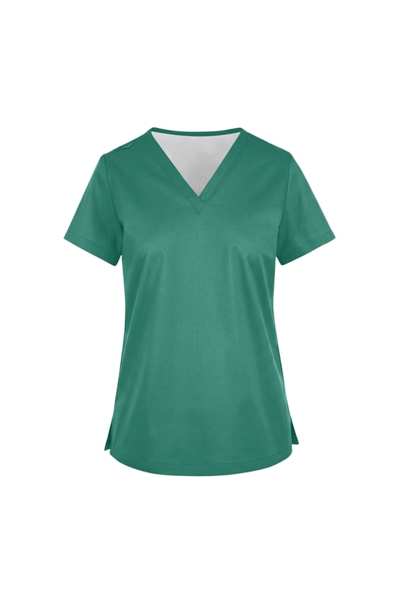 Women's V-Neck Scrub Top – Soft Stretch Breathable Fabric, Wrinkle Resistant & Easy Care Green S