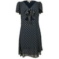 thumbnail image 1 of Women's V-Neck Short Flutter Sleeve Tiered Ruffled Hem Fit and Flare Dress Mbl 8, 1 of 4
