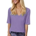 thumbnail image 1 of Women's V Neck Short Sleeve Basic T Shirt Casual Comfortable Summer Top For Daily Wear With Jeans Shirts Women Casual Summer Juniors Graphic Tops Short Sleeve Running Shirts Women Loose Tees for Women, 1 of 4