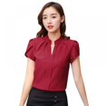 thumbnail image 1 of Women's V Neck Short Sleeve Chiffon Blouse Shirts Tops, 1 of 2