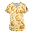 thumbnail image 1 of Women's V-Neck Short Sleeve Easter Bunny Print Scrub Tops - Medical Workwear for Easter & Daily Shift, 1 of 5