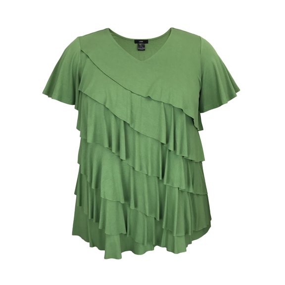 Women's V-Neck Short Sleeve Ruffle Top