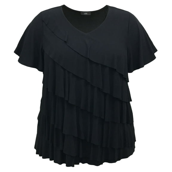 Women's V-Neck Short Sleeve Ruffle Top