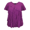 thumbnail image 1 of Women's V-Neck Short Sleeve Ruffle Top, 1 of 4