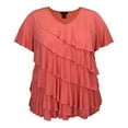 thumbnail image 1 of Women's V-Neck Short Sleeve Ruffle Top, 1 of 4