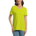 thumbnail image 1 of Women's V Neck Short Sleeve Slim Fitted T-Shirt Stretchy Bodycon Basic Top Casual Active Tee, 1 of 6