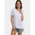 thumbnail image 1 of Women's V Neck Short Sleeve Slim Fitted T-Shirt Stretchy Bodycon Basic Top Casual Active Tee, 1 of 7