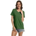 thumbnail image 1 of Women's V Neck Short Sleeve Slim Fitted T-Shirt Stretchy Bodycon Basic Top Casual Active Tee, 1 of 7