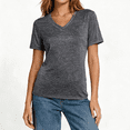 thumbnail image 1 of Women's V-Neck Short Sleeve T-Shirt, Basic Everyday Workout Tee for Women, Women's Black,Size S-2XL, 1 of 7