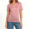 thumbnail image 1 of Women's V-Neck Short Sleeve T-Shirt, Basic Everyday Workout Tee for Women, Women's Pink,Size S-2XL, 1 of 7