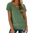 thumbnail image 1 of Women's V Neck Short Sleeve T-Shirt Soft Lightweight Casual Summer Tee Loose Fit Basic Top Spring Outfit Fashion 2025, 1 of 5