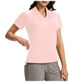 thumbnail image 1 of Women's V Neck Short Sleeve Tennis Tops - Lightweight Breathable Fabric, Zip Pocket, Loose Fit, Sun Protection, 1 of 8