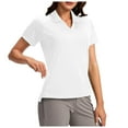 thumbnail image 1 of Women's V Neck Short Sleeve Tennis Tops - Lightweight Breathable Fabric, Zip Pocket, Loose Fit, Sun Protection, 1 of 4