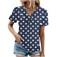 thumbnail image 1 of Women's V-Neck Short Sleeve Top with Button Detail, Casual Chic Blouse for Spring and Summer, 1 of 5