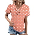 thumbnail image 1 of Women's V-Neck Short Sleeve Top with Button Detail, Casual Chic Blouse for Spring and Summer, 1 of 5