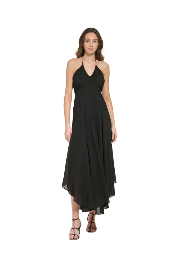 Women's V-Neck Sleeveless Asymmetrical-Hem Dress Black 8