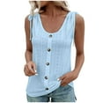 thumbnail image 1 of Women's V Neck Sleeveless Button down Tank Tops Summer Casual Loose Tunic Blouses Eyelet Shirts, 1 of 6