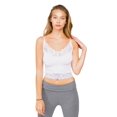 thumbnail image 1 of Women's V Neck Sleeveless Lace Rib Seamless Cami Tank Top T1392 - White - Small, 1 of 5