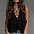 thumbnail image 1 of Women's V-Neck Sleeveless Lace Top Casual Summer Solid Color Fashion Blouse, 1 of 6