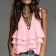 thumbnail image 1 of Women's V-Neck Sleeveless Lace Top Casual Summer Solid Color Fashion Blouse, 1 of 6