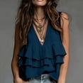 thumbnail image 1 of Women's V-Neck Sleeveless Lace Top Casual Summer Solid Color Fashion Blouse, 1 of 6