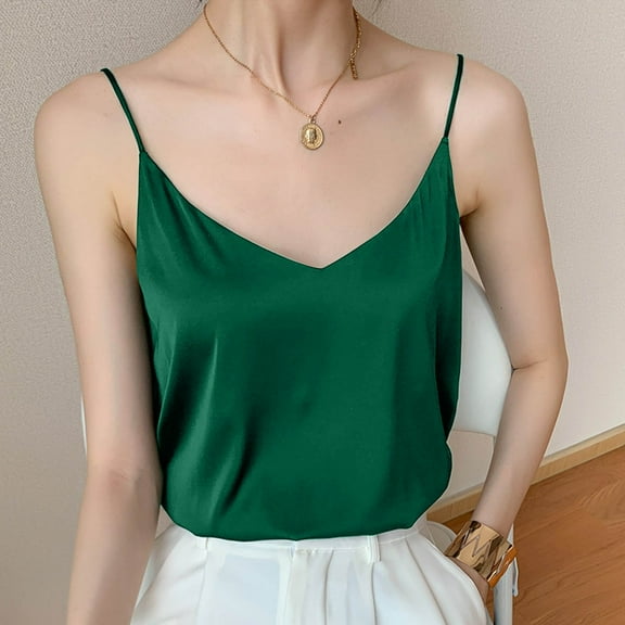 Women's V Neck Sleeveless Satin Tank Top Nylon Tops Women Top Women Dance 9/11 Top Women Beaded Women All Lace Tops for Women Pajama Top Layering Shirt Seamless Tops 3x Long Tops for Women Leather Top