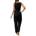 thumbnail image 1 of Women's V-Neck Sleeveless Wide Leg Jumpsuit - Adjustable Waist Romper for Summer Casual Wear, 1 of 4